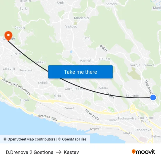 D.Drenova 2 Gostiona to Kastav map