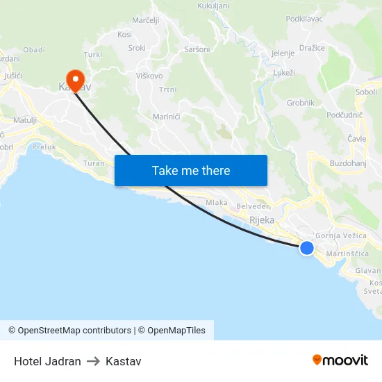 Hotel Jadran to Kastav map