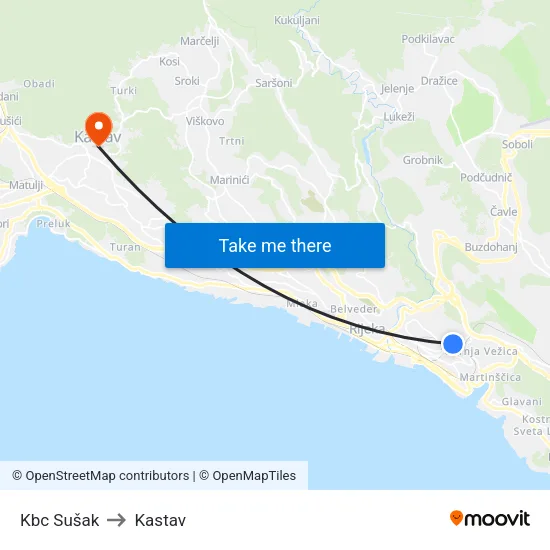 Kbc Sušak to Kastav map
