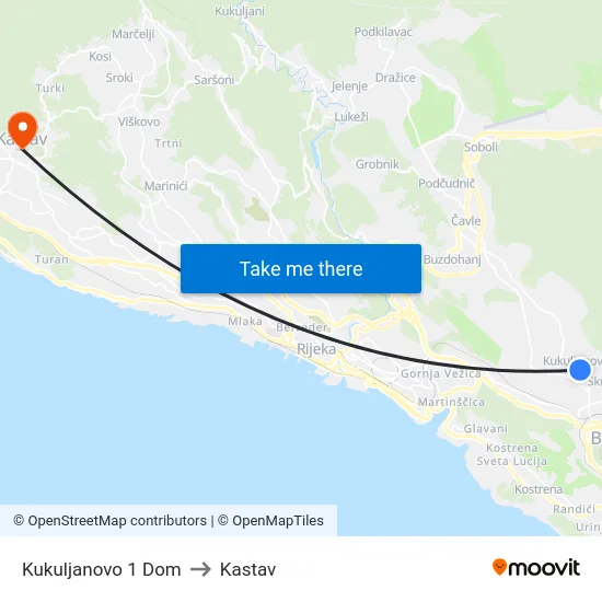 Kukuljanovo 1 Dom to Kastav map