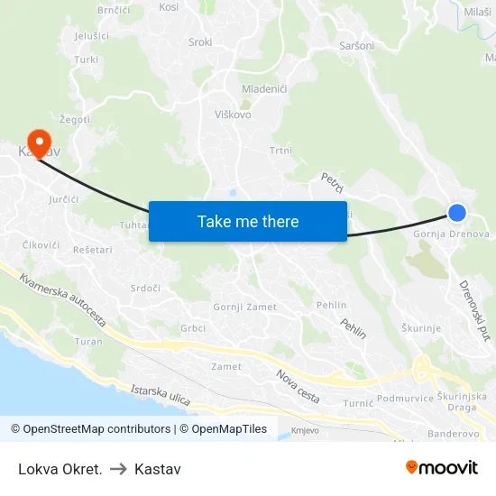 Lokva Okret. to Kastav map
