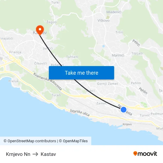 Krnjevo Nn to Kastav map