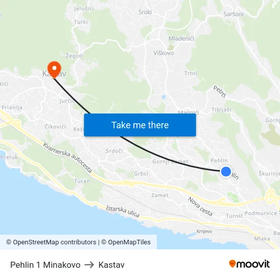 Pehlin 1 Minakovo to Kastav map