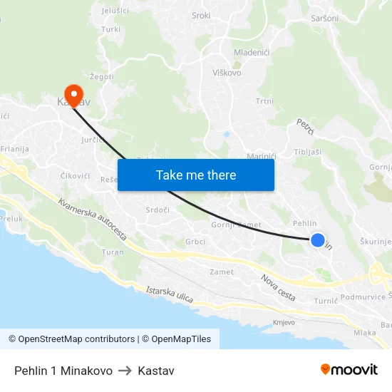 Pehlin 1 Minakovo to Kastav map
