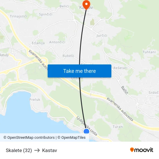 Skalete (32) to Kastav map