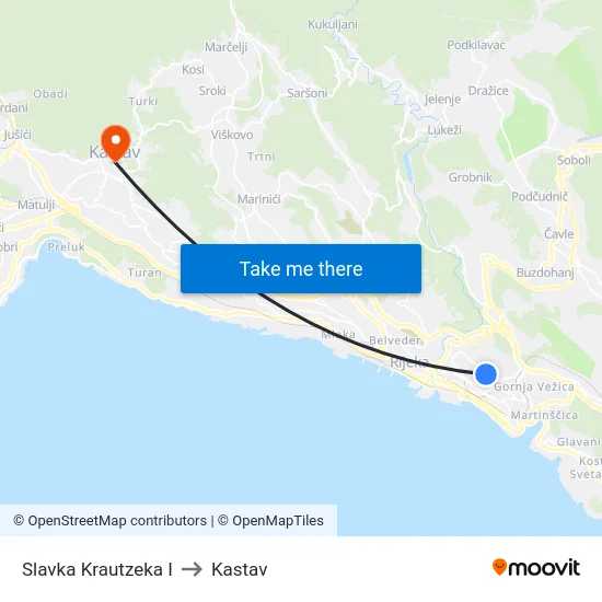 Slavka Krautzeka I to Kastav map