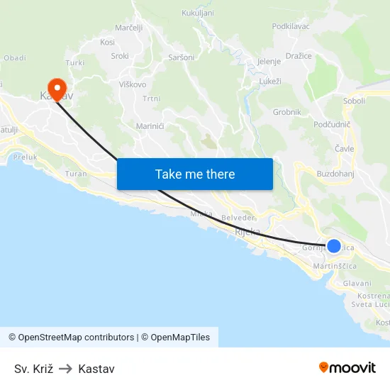 Sv.  Križ to Kastav map