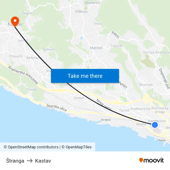 Štranga to Kastav map