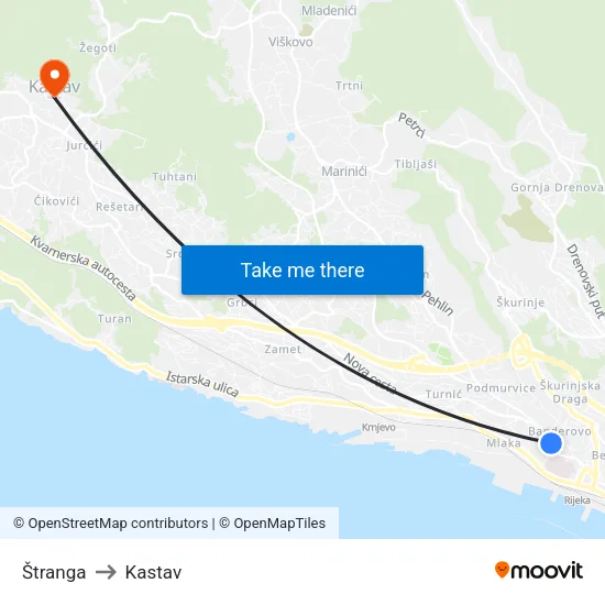 Štranga to Kastav map