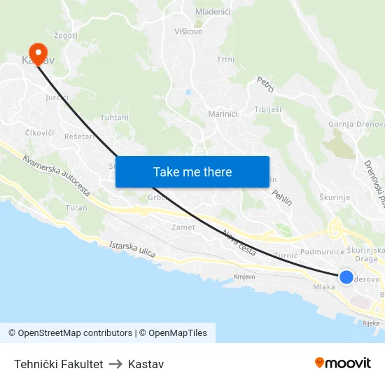 Tehnički Fakultet to Kastav map