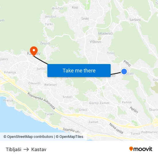 Tibljaši to Kastav map