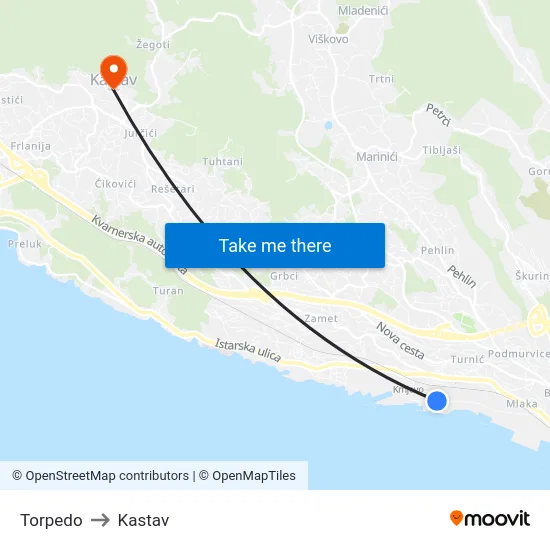 Torpedo to Kastav map