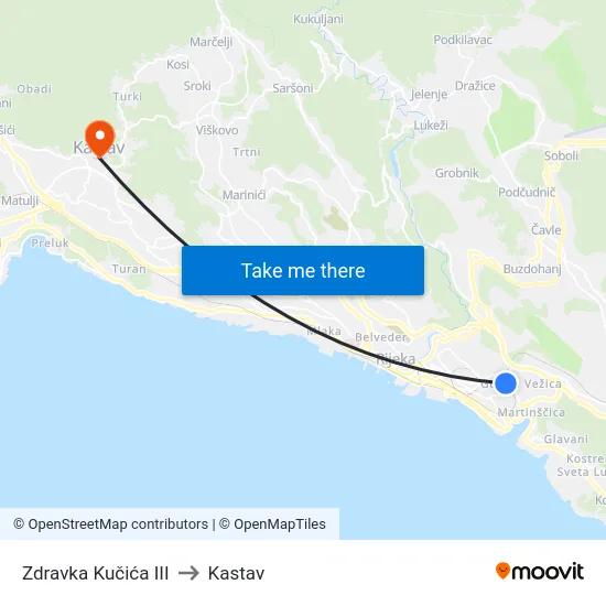 Zdravka Kučića III to Kastav map