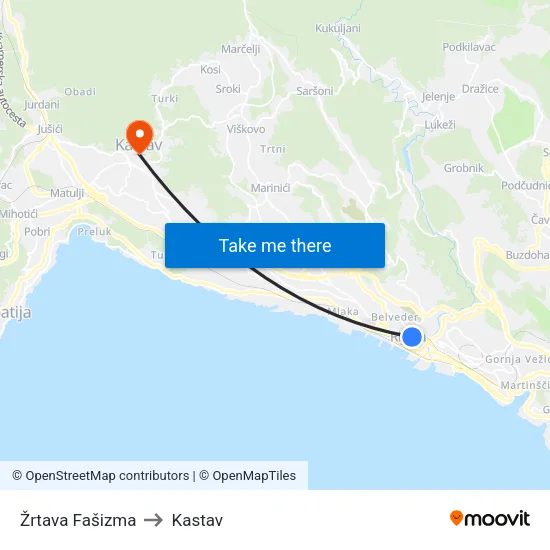 Žrtava Fašizma to Kastav map