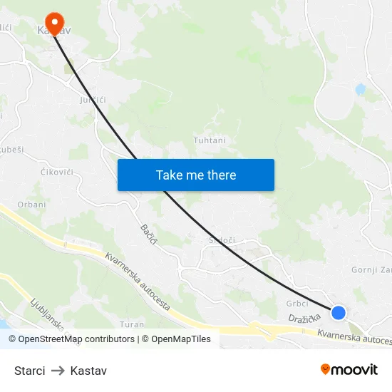 Starci to Kastav map