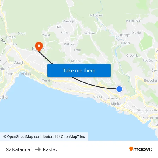 Sv.Katarina.I to Kastav map