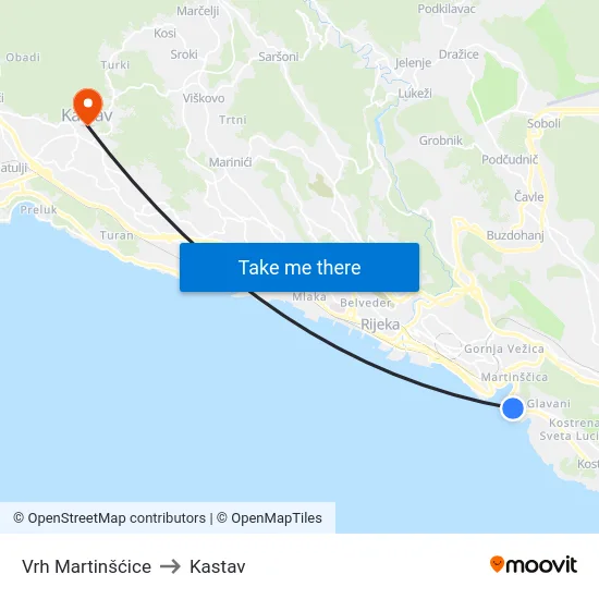Vrh Martinšćice to Kastav map
