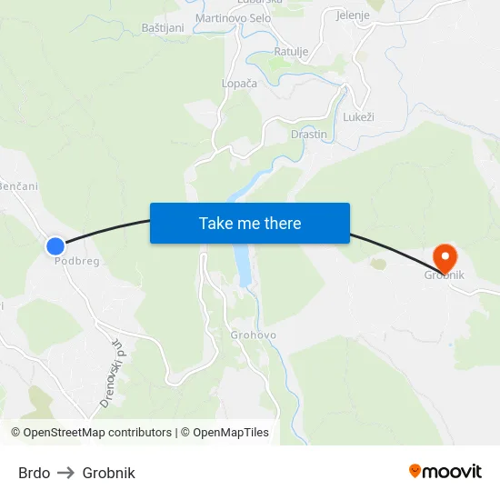 Brdo to Grobnik map