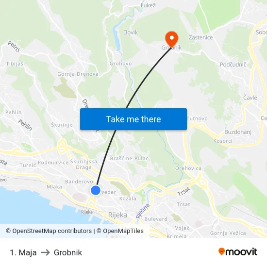 1. Maja to Grobnik map