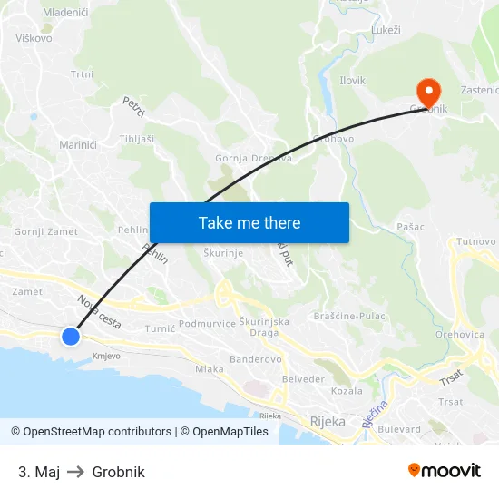 3. Maj to Grobnik map