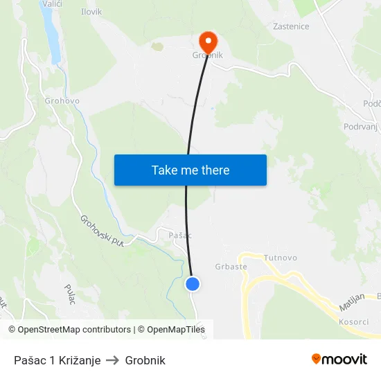 Pašac 1 Križanje to Grobnik map