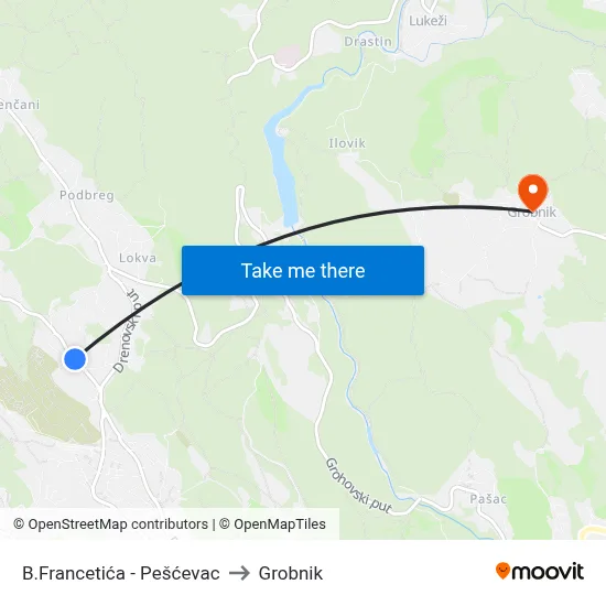 B.Francetića - Pešćevac to Grobnik map