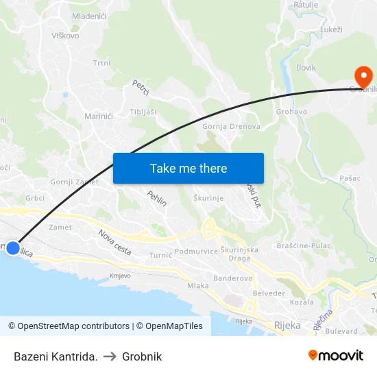 Bazeni Kantrida. to Grobnik map