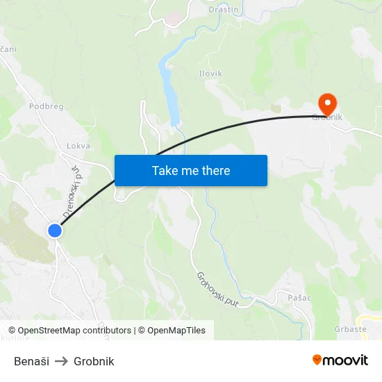 Benaši to Grobnik map