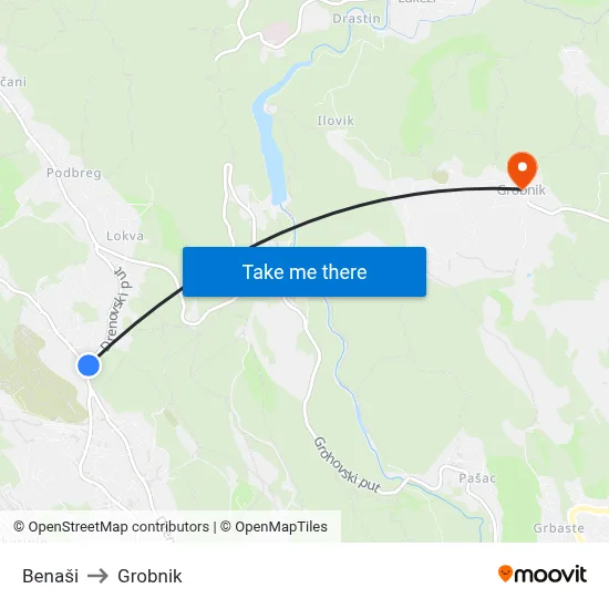 Benaši to Grobnik map