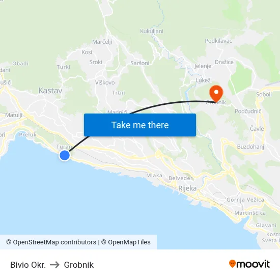 Bivio Okr. to Grobnik map