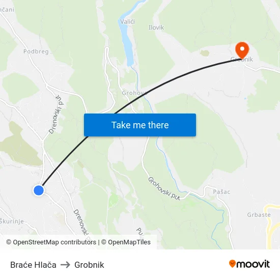 Braće Hlača to Grobnik map