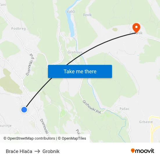 Braće Hlača to Grobnik map