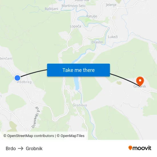 Brdo to Grobnik map