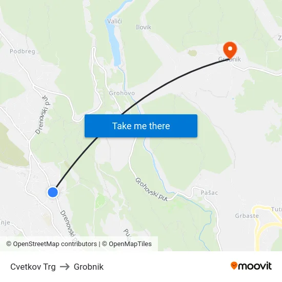 Cvetkov Trg to Grobnik map