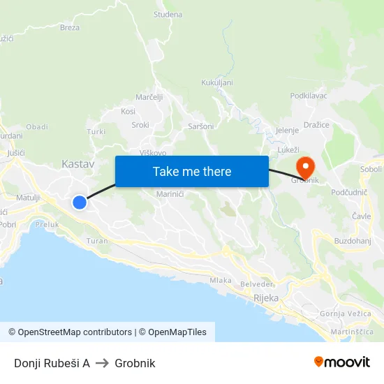 Donji Rubeši A to Grobnik map