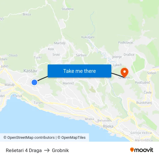 Rešetari 4 Draga to Grobnik map