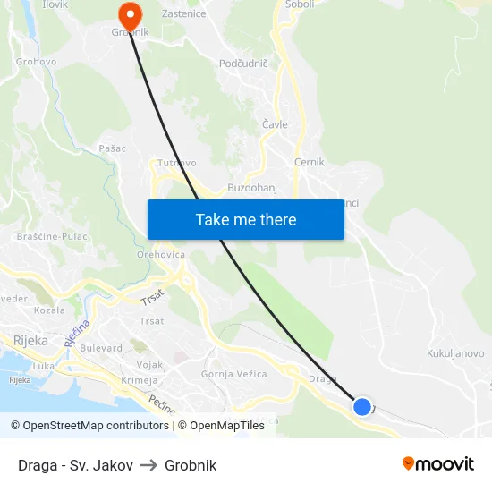 Draga - Sv. Jakov to Grobnik map