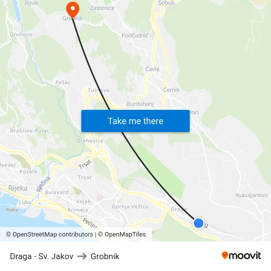 Draga - Sv. Jakov to Grobnik map