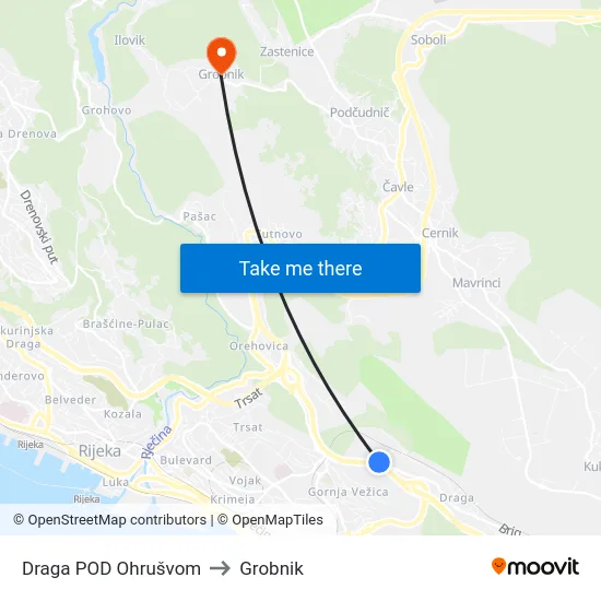 Draga POD Ohrušvom to Grobnik map