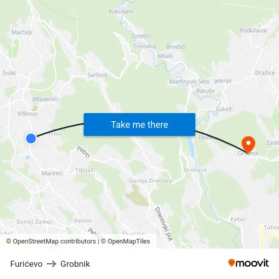 Furićevo to Grobnik map