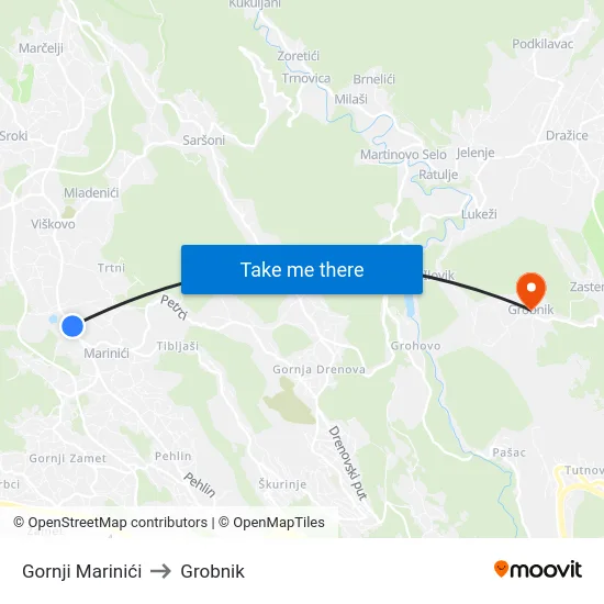 Gornji Marinići to Grobnik map