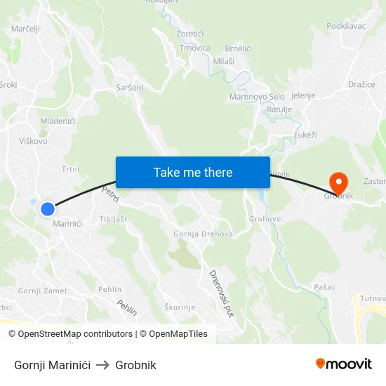 Gornji Marinići to Grobnik map