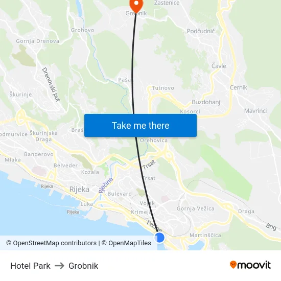 Hotel Park to Grobnik map