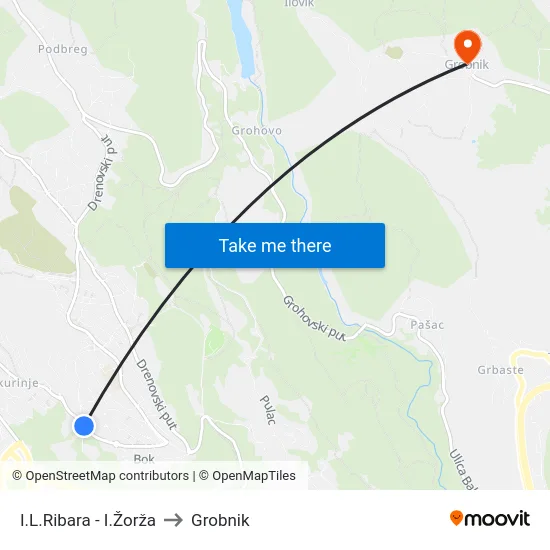 I.L.Ribara - I.Žorža to Grobnik map