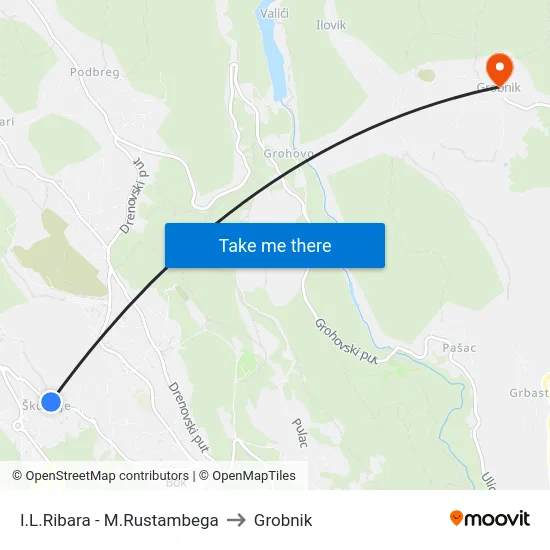 I.L.Ribara - M.Rustambega to Grobnik map