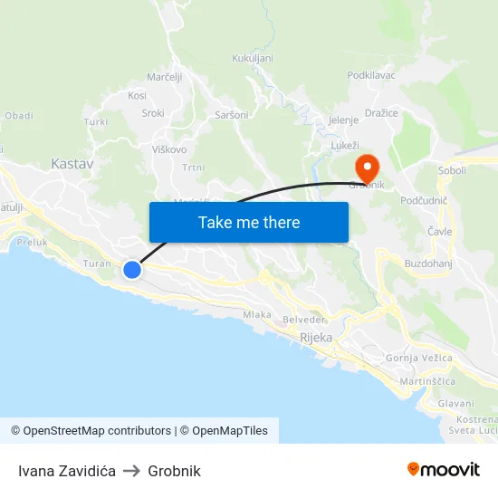 Ivana Zavidića to Grobnik map