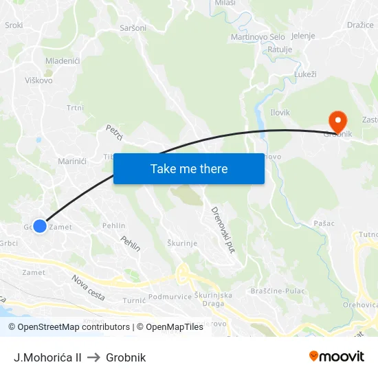 J.Mohorića II to Grobnik map