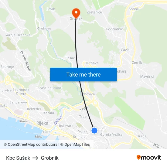 Kbc Sušak to Grobnik map