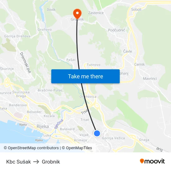 Kbc Sušak to Grobnik map