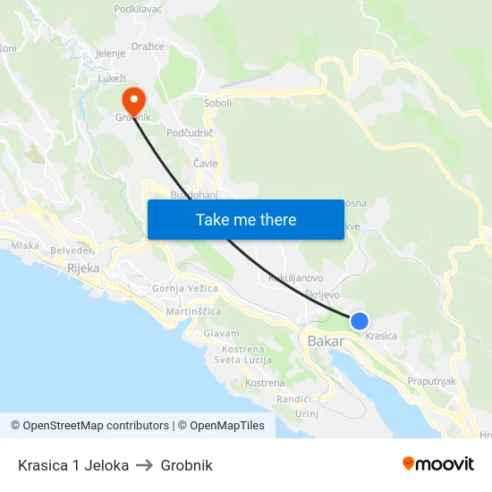 Krasica 1 Jeloka to Grobnik map